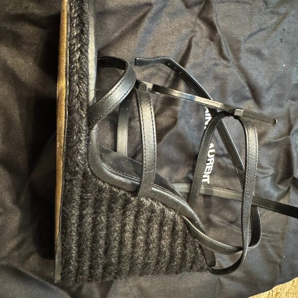 SAINT LAURENT Women's Cassandra Wedge Espadrilles w/Box and dust bags sz 36.5 - Picture 5 of 10